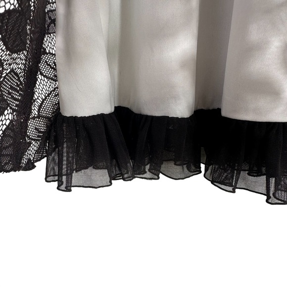 Y2K Whimsygoth Brown / cream‎ Lace overlay Dress w/tule ruffle bottom fairycore - Picture 9 of 15